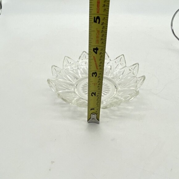 Vtg Seafood Server Glass Dish Scallop Edges Stainless Fork Handle Relish Dish - Picture 12 of 13